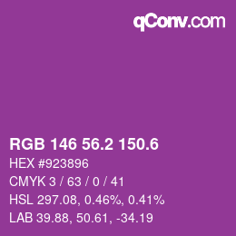 カラーコード: RGB 146 56.2 150.6 | qconv.com