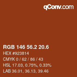 カラーコード: RGB 146 56.2 20.6 | qconv.com