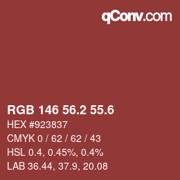 カラーコード: RGB 146 56.2 55.6 | qconv.com