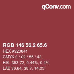 カラーコード: RGB 146 56.2 65.6 | qconv.com