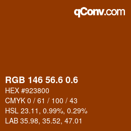 カラーコード: RGB 146 56.6 0.6 | qconv.com