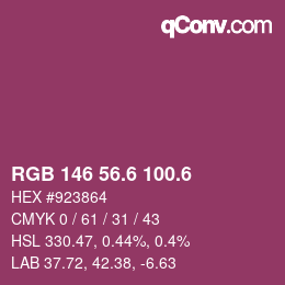 カラーコード: RGB 146 56.6 100.6 | qconv.com