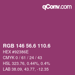 カラーコード: RGB 146 56.6 110.6 | qconv.com