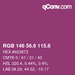 カラーコード: RGB 146 56.6 115.6 | qconv.com