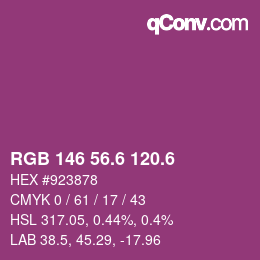 カラーコード: RGB 146 56.6 120.6 | qconv.com