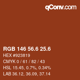 カラーコード: RGB 146 56.6 25.6 | qconv.com