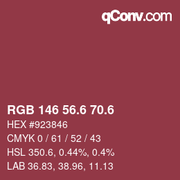 カラーコード: RGB 146 56.6 70.6 | qconv.com