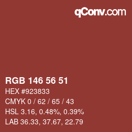 Color code: RGB 146 56 51 | qconv.com