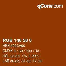 Color code: RGB 146 58 0 | qconv.com