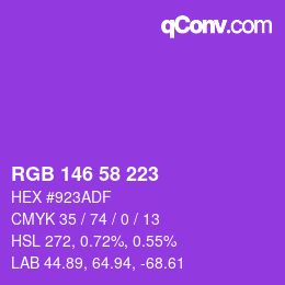 Color code: RGB 146 58 223 | qconv.com