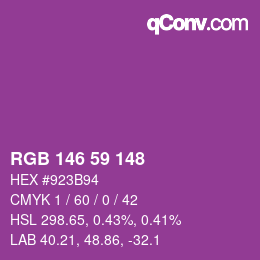 カラーコード: RGB 146 59 148 | qconv.com