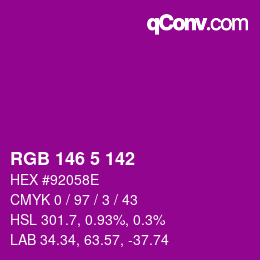 Color code: RGB 146 5 142 | qconv.com