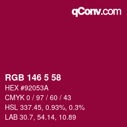 Color code: RGB 146 5 58 | qconv.com