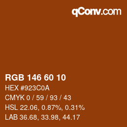 カラーコード: RGB 146 60 10 | qconv.com