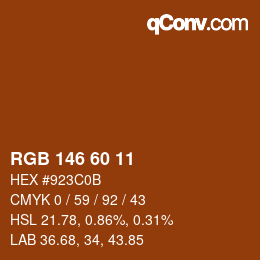 カラーコード: RGB 146 60 11 | qconv.com