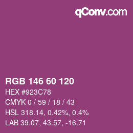 Color code: RGB 146 60 120 | qconv.com