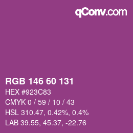 颜色代码: RGB 146 60 131 | qconv.com