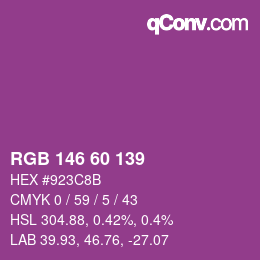 カラーコード: RGB 146 60 139 | qconv.com