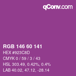 カラーコード: RGB 146 60 141 | qconv.com