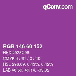 カラーコード: RGB 146 60 152 | qconv.com