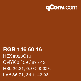 カラーコード: RGB 146 60 16 | qconv.com