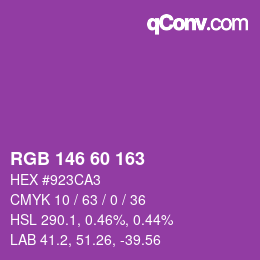カラーコード: RGB 146 60 163 | qconv.com