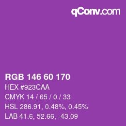 颜色代码: RGB 146 60 170 | qconv.com
