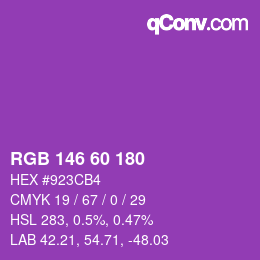 颜色代码: RGB 146 60 180 | qconv.com