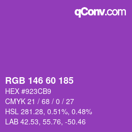 颜色代码: RGB 146 60 185 | qconv.com