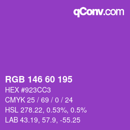 颜色代码: RGB 146 60 195 | qconv.com