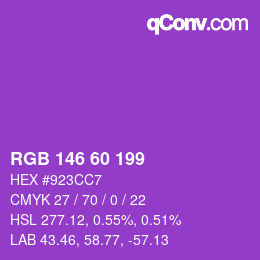 カラーコード: RGB 146 60 199 | qconv.com