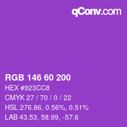 颜色代码: RGB 146 60 200 | qconv.com
