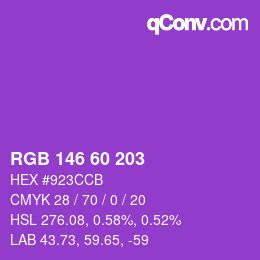 颜色代码: RGB 146 60 203 | qconv.com