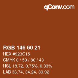 カラーコード: RGB 146 60 21 | qconv.com