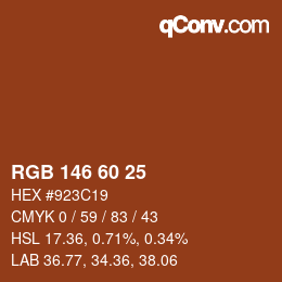 カラーコード: RGB 146 60 25 | qconv.com