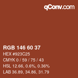 颜色代码: RGB 146 60 37 | qconv.com