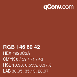 カラーコード: RGB 146 60 42 | qconv.com