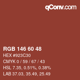 颜色代码: RGB 146 60 48 | qconv.com