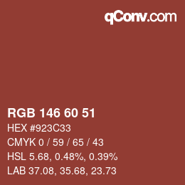 カラーコード: RGB 146 60 51 | qconv.com