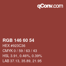 カラーコード: RGB 146 60 54 | qconv.com