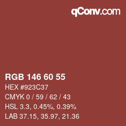 カラーコード: RGB 146 60 55 | qconv.com