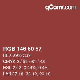 Color code: RGB 146 60 57 | qconv.com