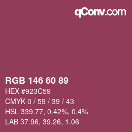 Color code: RGB 146 60 89 | qconv.com