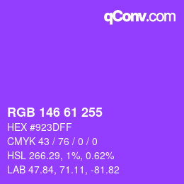 Color code: RGB 146 61 255 | qconv.com