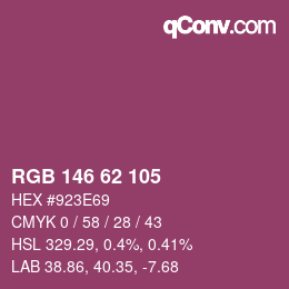 Color code: RGB 146 62 105 | qconv.com