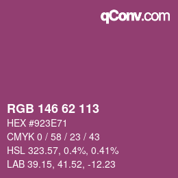 Color code: RGB 146 62 113 | qconv.com