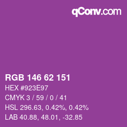 Color code: RGB 146 62 151 | qconv.com
