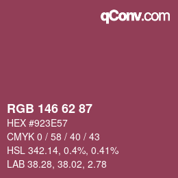 Color code: RGB 146 62 87 | qconv.com