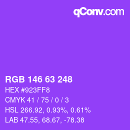 カラーコード: RGB 146 63 248 | qconv.com