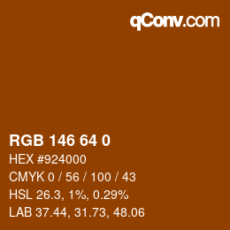 Color code: RGB 146 64 0 | qconv.com